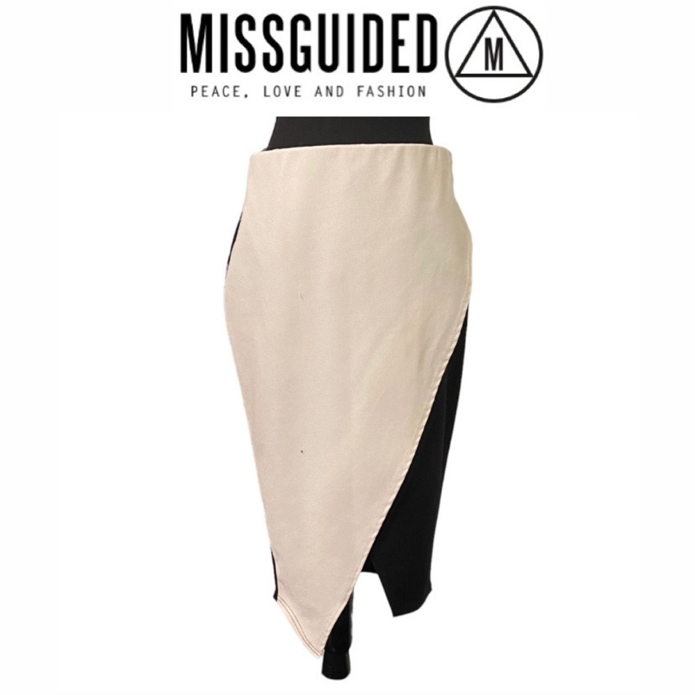 🌟🔥 BOGO Sale🔥🌟 MISSGUIDED Black& White Pencil Skirt with Asymmetric Hem